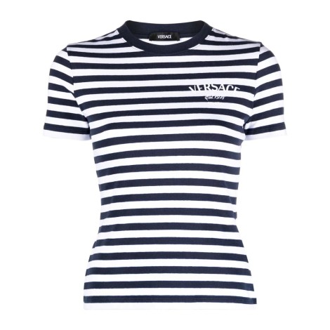 Versace Nautical Stripes And Logo `Still Versace` T-Shirt