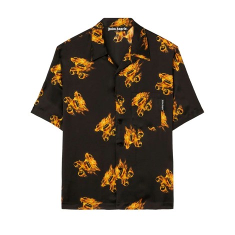 Palm Angels `Burning Monogram` Short Sleeve Shirt