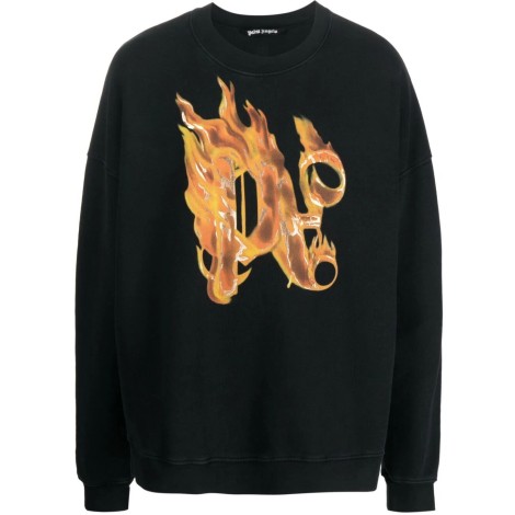 Palm Angels `Burning Monogram` Crew-Neck Sweatshirt