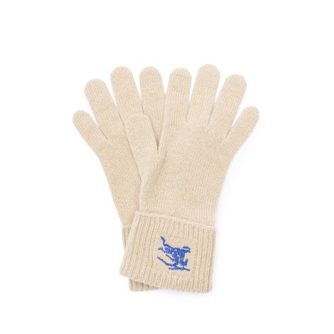 Burberry `Ekd` Embroidered Knit Gloves