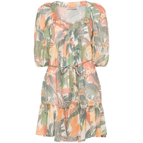 Twin Set `Jungle Fever` Print Short Dress With Belt