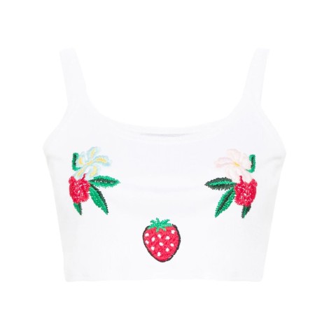 Fiorucci Embroidered Cropped Tank Top