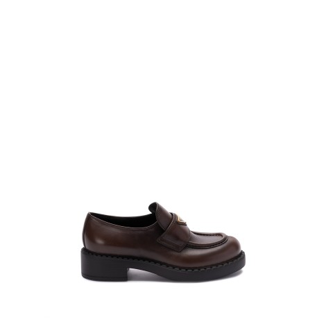 Prada `Chocolate` Brushed Leather  Loafers