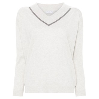 Brunello Cucinelli Long Sleeve V-Neck Sweater