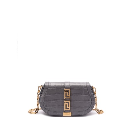 Versace `Croc-Effect Greca Goddess` Shoulder Bag