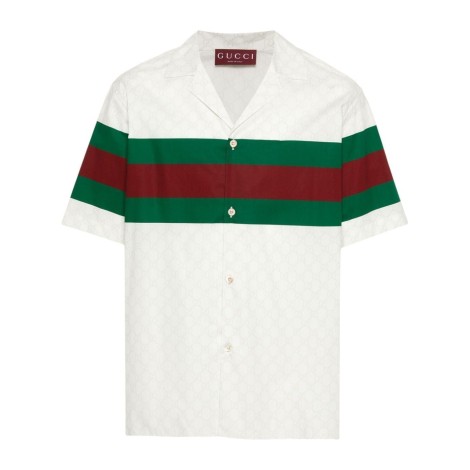 Gucci `Gucci 1921 Web` Short Sleeve Shirt