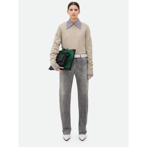 Bottega Veneta `Cashmere Jumper With Intrecciato Leather Patches`