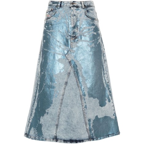 Diesel `De-Pago-Mid-S` Midi Denim Skirt