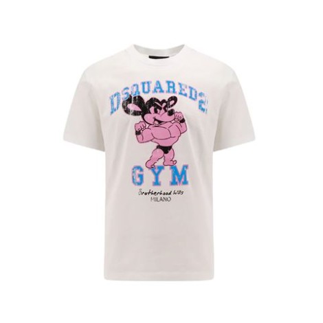 T-shirt di Dsquared2, da uomo, colore bianco. Modello realizzato in cotone, girocollo e maniche corte. Stampa 