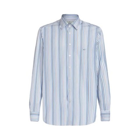 Camicia di Etro, da uomo, colore bianco e azzurro. Modello a maniche lunghe, realizzato in cotone. Caratterizzato da stampa a righe e simbolo logo. Colletto classico con chiusura a bottoni. Vestibilità regolare. 