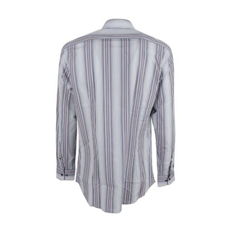 Camicia in cotone a righe verticali  blu con ricamo logo Etro ricamato sul petto ,caratteristico colletto alla francese con motivo Pegaso 