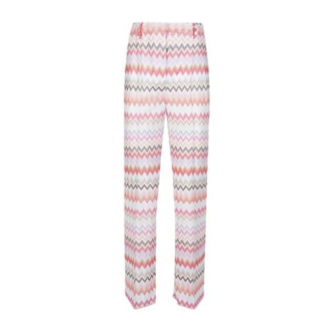 Pantalone di Missoni, da donna, colore rosa. Modello a vita alta, motivo zig zag, chiusura con gancio e zip. Vestibilità regolare. 