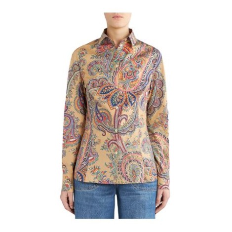 Camicia di Etro, da donna, colore multicolore. Realizzata in cotone stretch, decorata da una stampa con motivi Paisley. 