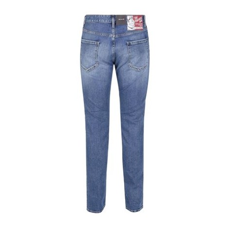 Jeans di Dsquared2, da uomo, colore denim. Modello cool guy slim, realizzato in cotone elasticizzato. Applicazione posteriore con logo, effetto vintage nelle cosce, dettagli con strappi, taglio slim, chiusura con bottone e zip nascosta. 