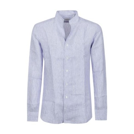 Camicia di Bagutta, da uomo color azzurro. Modello a righe, caratterizzato da collo guro. Vestibilità regolare. 