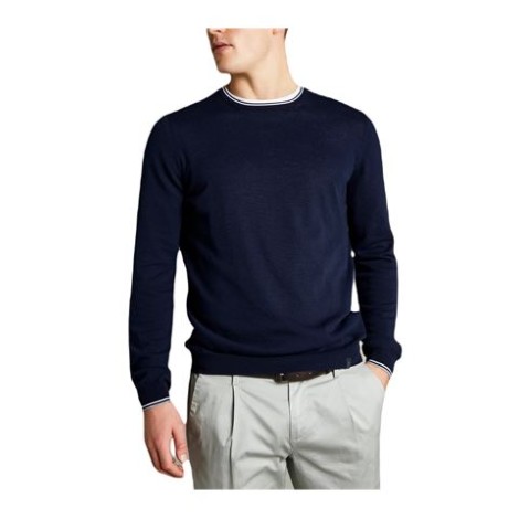 Maglia di Fay, da uomo, colore blu. Modello a maniche lunghe, realizzato in maglia rasata di cotone. Caratteizzato da profili a costine con righe a contrasto e dettaglio etichetta logo sul fondo. Collo tondo. Vestibilità regolare. 