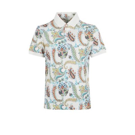 Polo di Etro, da uomo, colore bianco. Realizzata in cotone jacquard. Colletto classico e maniche corte. Impreziosita da un disegno Paisley floreale all over. Vestibilità regolare. 