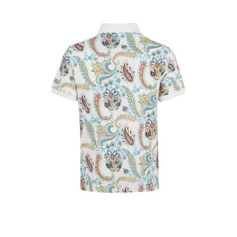 Polo di Etro, da uomo, colore bianco. Realizzata in cotone jacquard. Colletto classico e maniche corte. Impreziosita da un disegno Paisley floreale all over. Vestibilità regolare. 