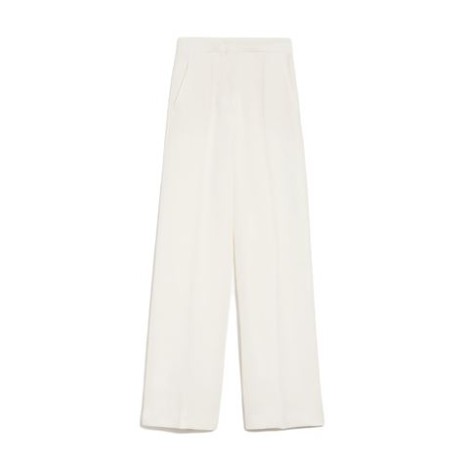 Pantalone HANGAR, di  Max Mara, da donna, colore bianco. Modello wide leg in leggero tessuto diagonale di puro lino. D'ispirazione sartoriale caratterizzata da linea ampia sulla gamba, piega stirata e tasche alla francese sui fianchi. Rifinito c