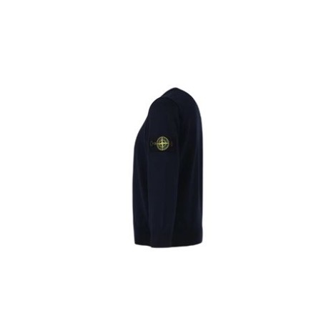 Maglione di Stone Island kids, colore blu, realizzato in cotone. Maniche lunghe, con girocollo, polsini e orlo a costine. Iconico patch con bussola e logo applicato sulla manica. 