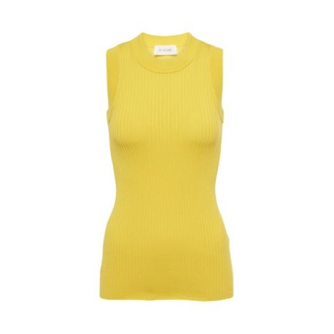 Top TOLEDO, di Sportmax, da donna, colore giallo. Modello girocollo, senza maniche a costine. Tinta unita. 