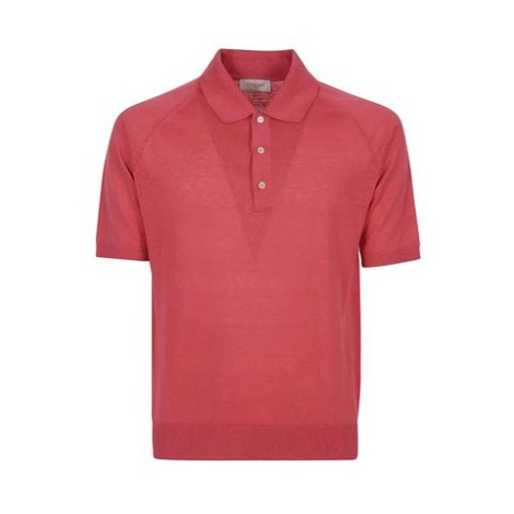 Polo di Piacenza Cashmere, da uomo color rosa. Modello con 3 bottoni e colletto. Realizzato in lino e seta. Vestibilità regolare. 