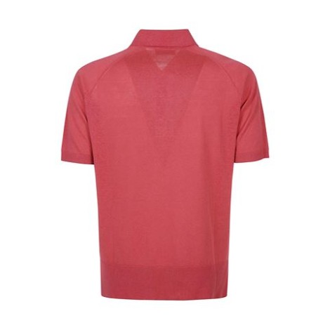 Polo di Piacenza Cashmere, da uomo color rosa. Modello con 3 bottoni e colletto. Realizzato in lino e seta. Vestibilità regolare. 