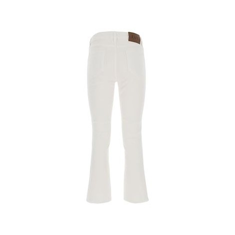 Pantaloni 5 tasche skinny in cotone elasticizzato, con piega stirata e fondo gamba con orlo sfrangiato. Chiuso con zip e bottone in metallo personalizzato, presenta l'etichetta posteriore in pelle con logo Fay. 