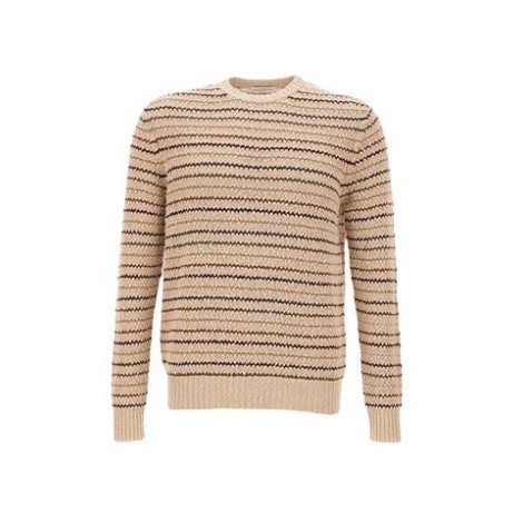 Maglia di Ballantyne, da uomo, colore beige. Modello a maniche lunghe, realizzato in cotone bouclé. Caratterizzato da motivo a righe multicolor, fondo e polsini a costine. Scollo rotondo. Vestibilità regolare. 