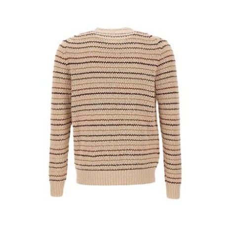 Maglia di Ballantyne, da uomo, colore beige. Modello a maniche lunghe, realizzato in cotone bouclé. Caratterizzato da motivo a righe multicolor, fondo e polsini a costine. Scollo rotondo. Vestibilità regolare. 