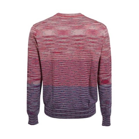 Maglia di Missoni, da uomo, colore rosso. Modello girocollo e maniche lunghe. Realizzata in corone. Maglia leggera, a righe color block. Vestibilità regolare. 