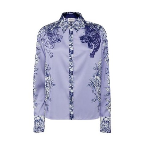 Camicia di Blugirl, da donna, colore azzurro. Modello con colletto classico e maniche lunghe. Chiusura frontale con bottoni. Stampa a contrasto. 