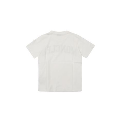 T-shirt di Moncler Kids, colore bianco. Modello girocollo e maniche corte. Scritta logo a contrasto. 