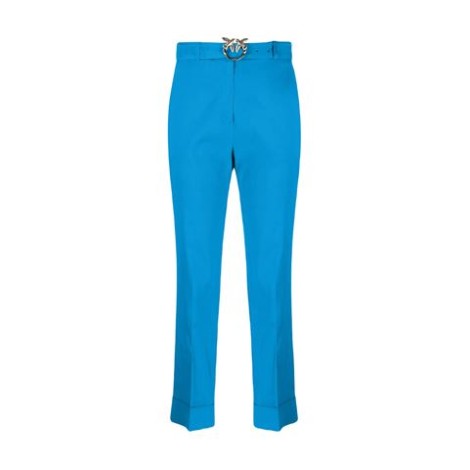 Pantalone PLAZA, di Pinko, da donna, colore azzurro. Modello slim, realizzato in lino stretch. Caratterizzato da tasche alla francese sul davanti e tasche a filetto sul retro. Dettaglio cintura con fibbia in metallo. Chiusura con zip. Vestibilità slim. 