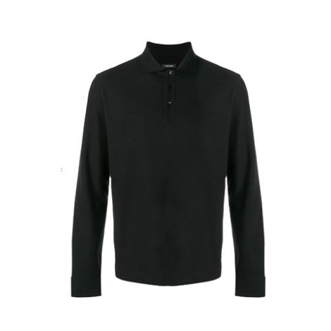 Polo di Z ZEGNA, da uomo, colore nero. Modello a maniche lunghe in misto cotone cashmere. Colletto con bottoni. 