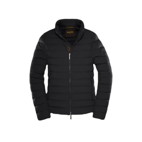 Giubbino RAY-KN di Moorer da uomo, color nero. Modello Bomber, imbottito di piuma d'oca e trapunta a boudin. Realizzato in tessuto elastico idrorepellentel. Caratterizzato da chiusura con maxi zip a doppio cursore e tasche a filetto. 