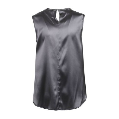 Top di Peserisco, da donna, colore grigio. Modello girocollo con profilo e senza maniche. Realizzato in raso. Tinta unita. Vestibilità regolare. 