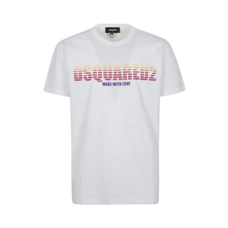 T-shirt di Dsquared2, da uomo, colore bianco. Modello girocollo e maniche corte. Stampa logo frontale. 