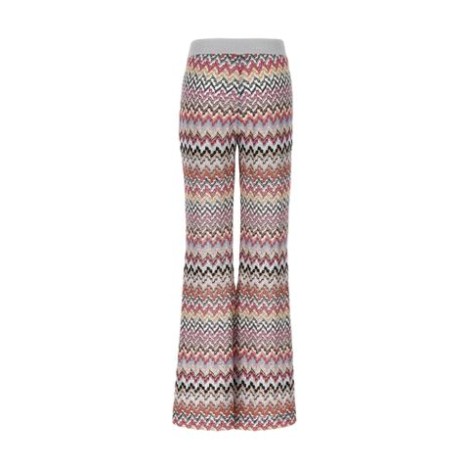 Pantalone di Missoni, da donna, colore rosa. Modello vita alta, motivo zig zag e fondo ampio. Vestibilità regolare. 