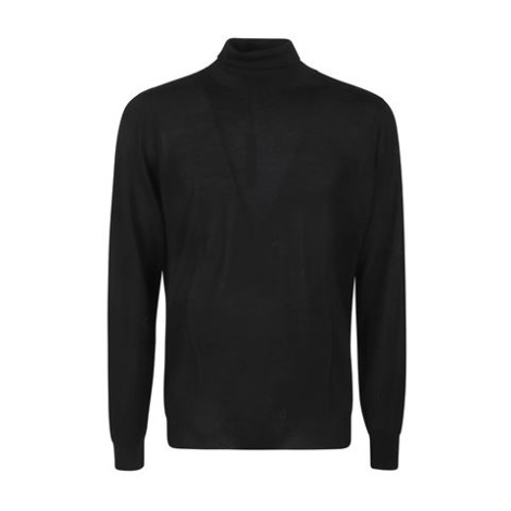 Maglia di Drumohr da uomo, color nero. Modello dolcevita con collo, polsini e coulisse a costine. 