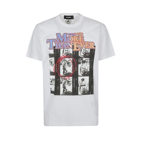 T-shirt di Dsquared2, da uomo, colore bianco. Modello girocollo e maniche corte. Stampa frontale. 