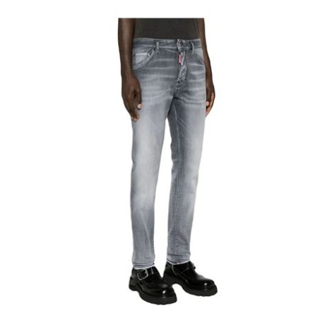 Jeans skinny Cool Guy effetto vissuto in cotone elasticizzato, denim con effetto schiarito, rifinitura con effetto vissuto, applicazione posteriore con logomini targhetta con logo, chiusura frontale con bottoni, taglio skinny   