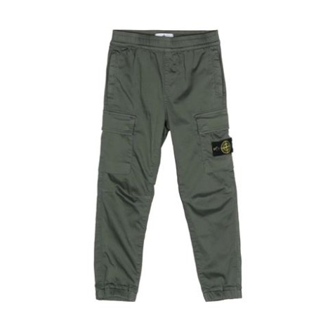 Pantaloni dritti con motivo Compass in cotone elasticizzato verde con caratteristico motivo, vita elasticizzata, due tasche con inserti e due tasche laterali cargo, orli alle caviglie elasticizzati. 