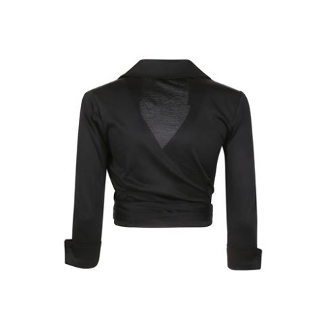 Top BOBBIE, di Diane Von Furstenberg, da donna, colore nero. Avvolgente e corto, ha una cintura aderente in vita, maniche lunghe con risvolto e un colletto classico. Realizzato in jersey opaco. 