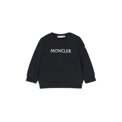 Felpa di Moncler Kids, colore blu. Modello girocollo e maniche lunghe. Tinta unita con scritta logo frontale a contrasto. 