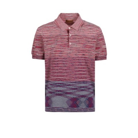 Polo di Missoni, da uomo, colore nei toni del rosso. Modello con colletto, maniche corte e chiusura tre bottoni. Caratterizzato da righe e fondo con spacchetti laterali. Vestibilità regolare. 