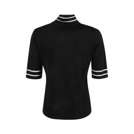 Maglia GIGI , di Max Mara S,da donna, colore nero. Modello lupetto con collo alto e maniche corte realizzata in pregiato filato di pura lana, lavorato a punto rasato, con delicato motivo a righe a contrasto sul collo e sul fondo manica. Vestibilità slim. 