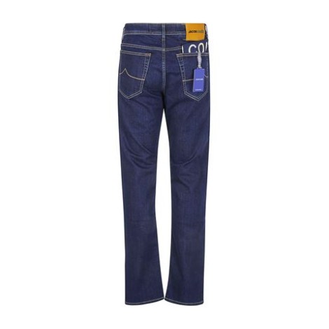 Jeans di Jacob Cohen, da uomo, colore denim. Modello in cotone elasticizzato, con cuciture a contrasto. Vita bassa e passanti. Design classico a cinque tasche. Applicazione posteriore con logosciarpa attaccata. Taglio slim, chiusura con bottone e zip nasc