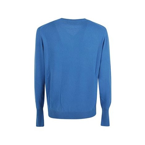 Maglia di Ballantyne da uomo colore royal.Girocollo realizzata in 100%cashmere con motivo Diamond.  