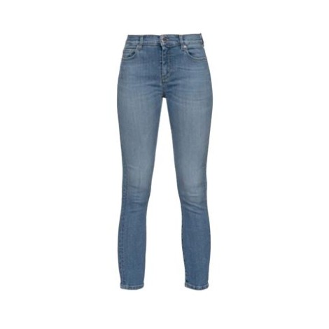 Jeans SABRINA di Pinko, da donna, colore denim. Modello cinque tasche cropped skinny-fit. Caratterizzato da vita regular, lunghezza cropped e ricamo logo su una tasca sul retro. Chiusura con zip e bottone. Vestibilità slim. 